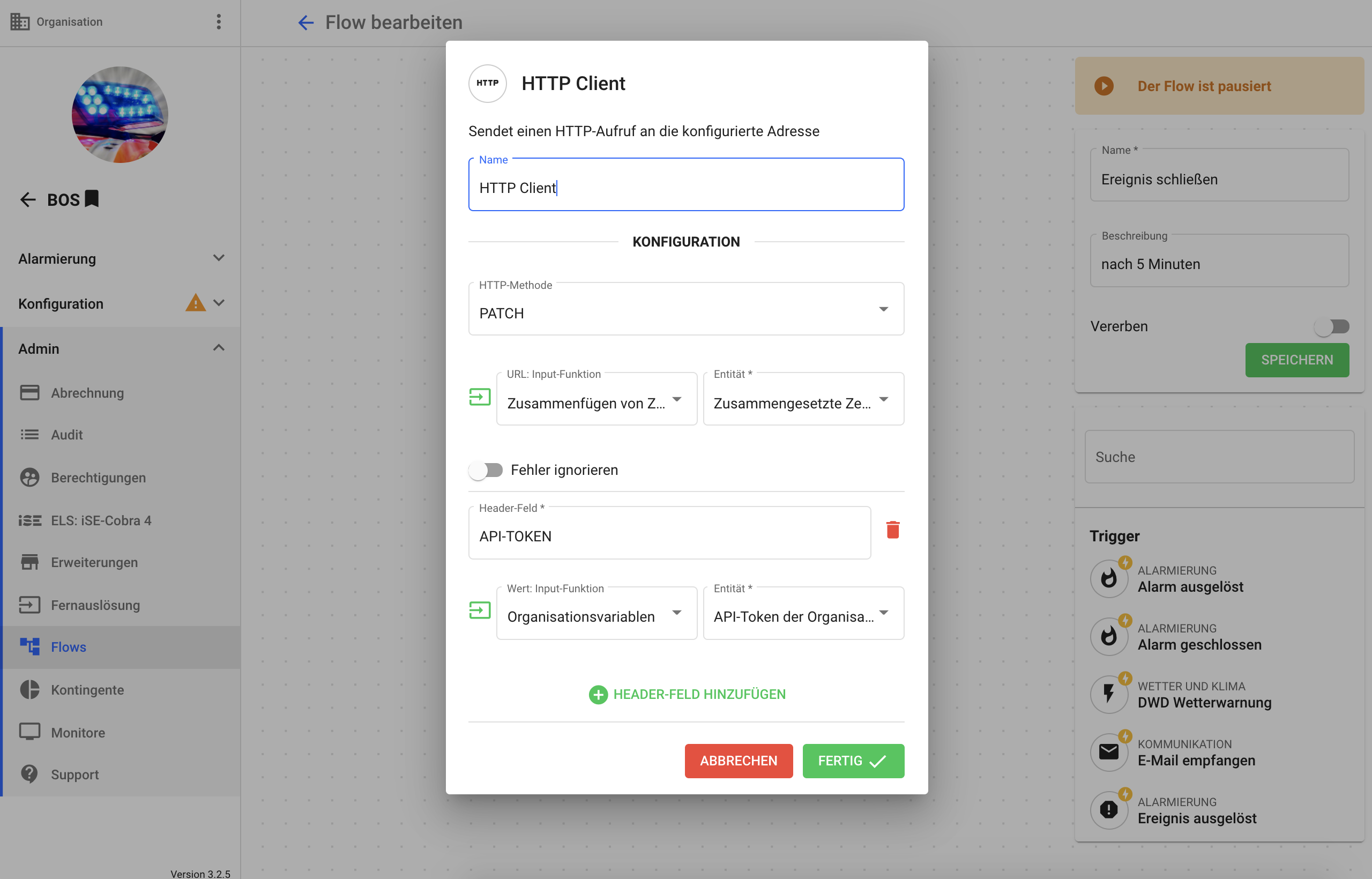 Den HTTP Client im Flow konfigurieren
