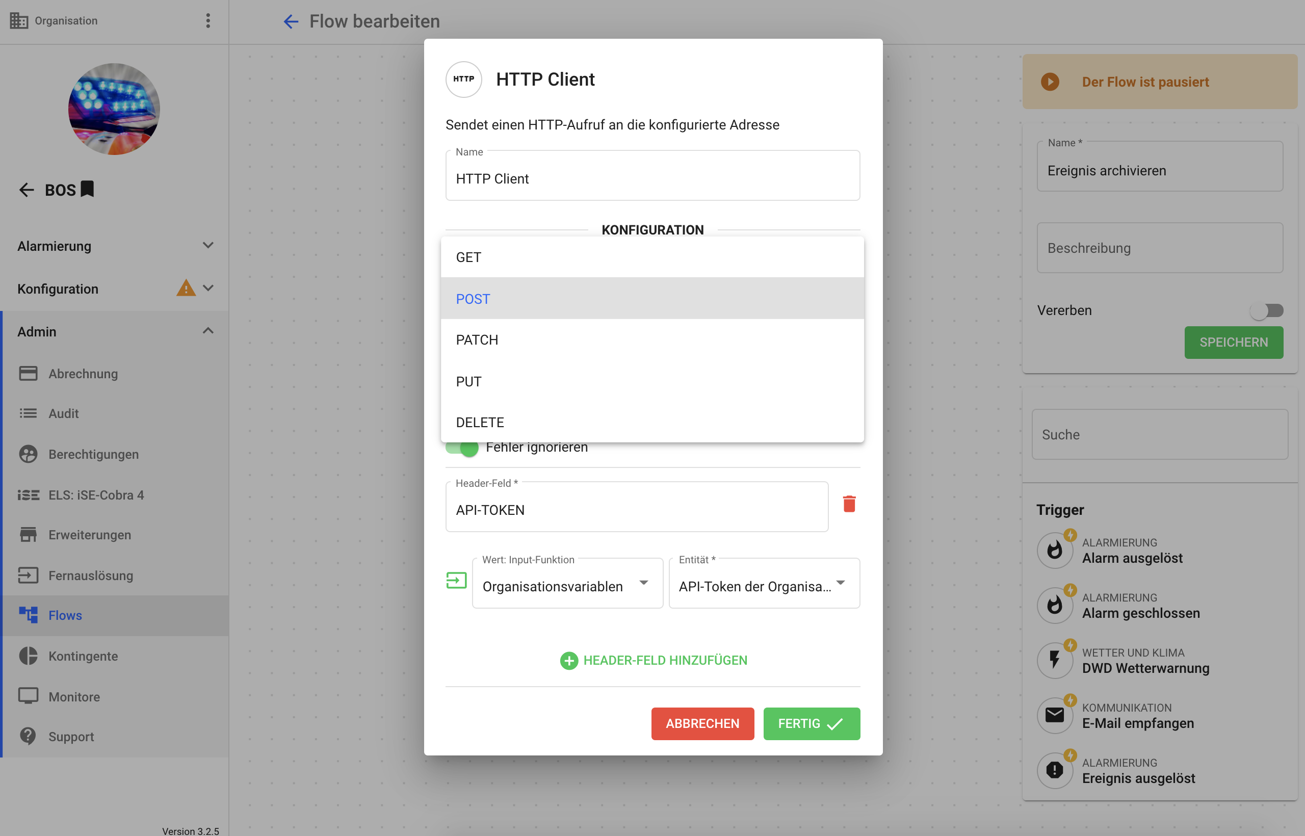 Den HTTP Client im Flow konfigurieren