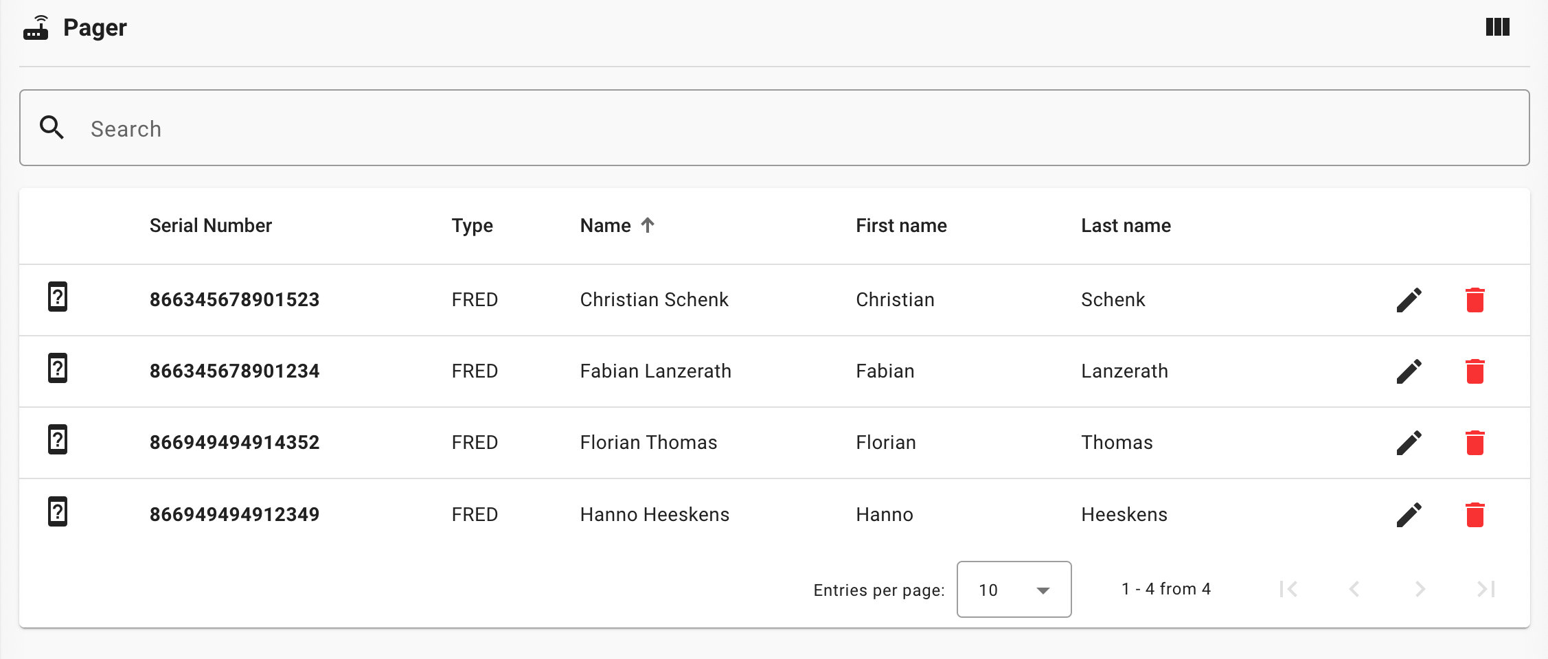 Pager Searching and Sorting | GroupAlarm